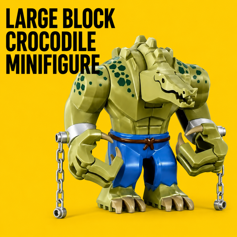 Large Crocodile Warrior Minifigure – Original MOC Building Block Big Figure Compatible with Major Brick Brands