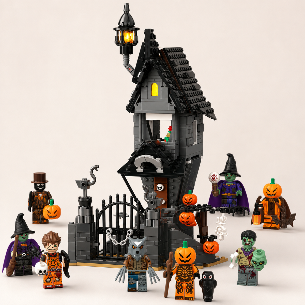 Halloween Haunted House Building Set with 8 Spooky Figures
