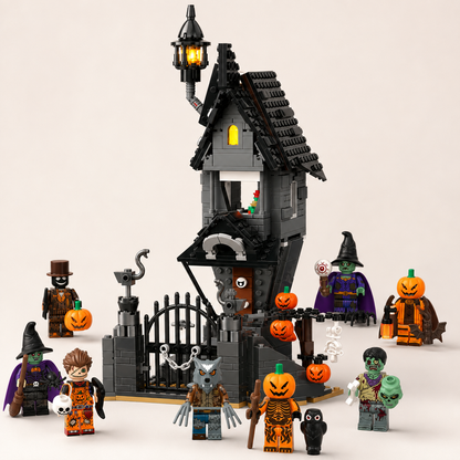 Halloween Haunted House Building Set with 8 Spooky Figures