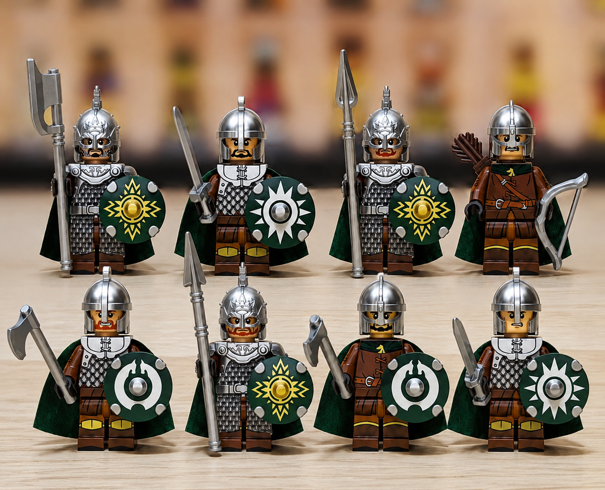 8-Piece Medieval Knight Minifigure Set | Fantasy Army Building Block Figures