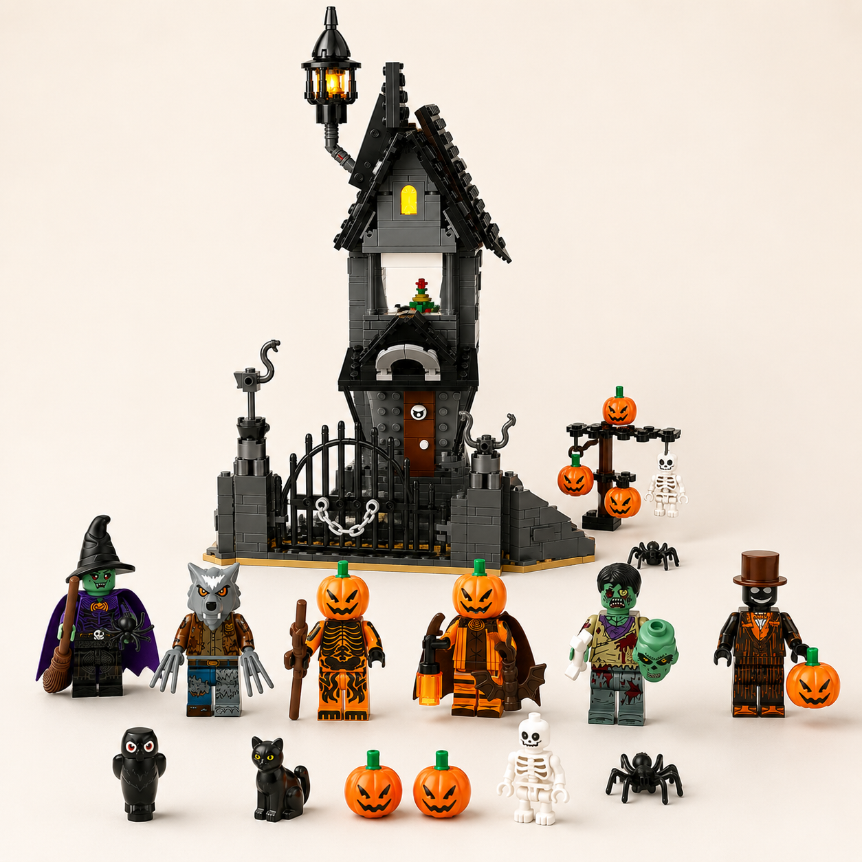 Halloween Haunted House Building Set with 8 Spooky Figures