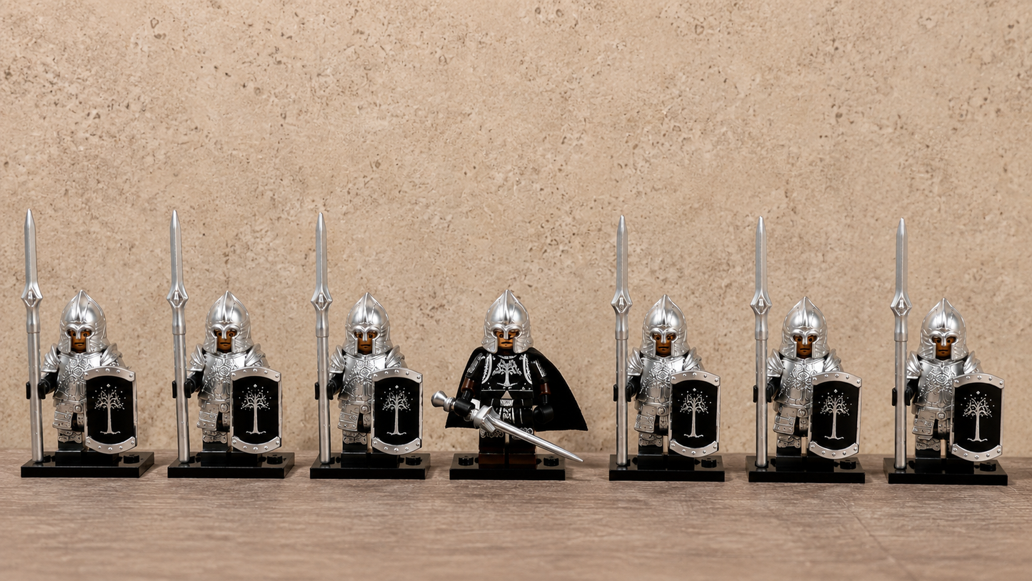 Silver Tree Guard Medieval Fantasy Knight Army Minifigure Set