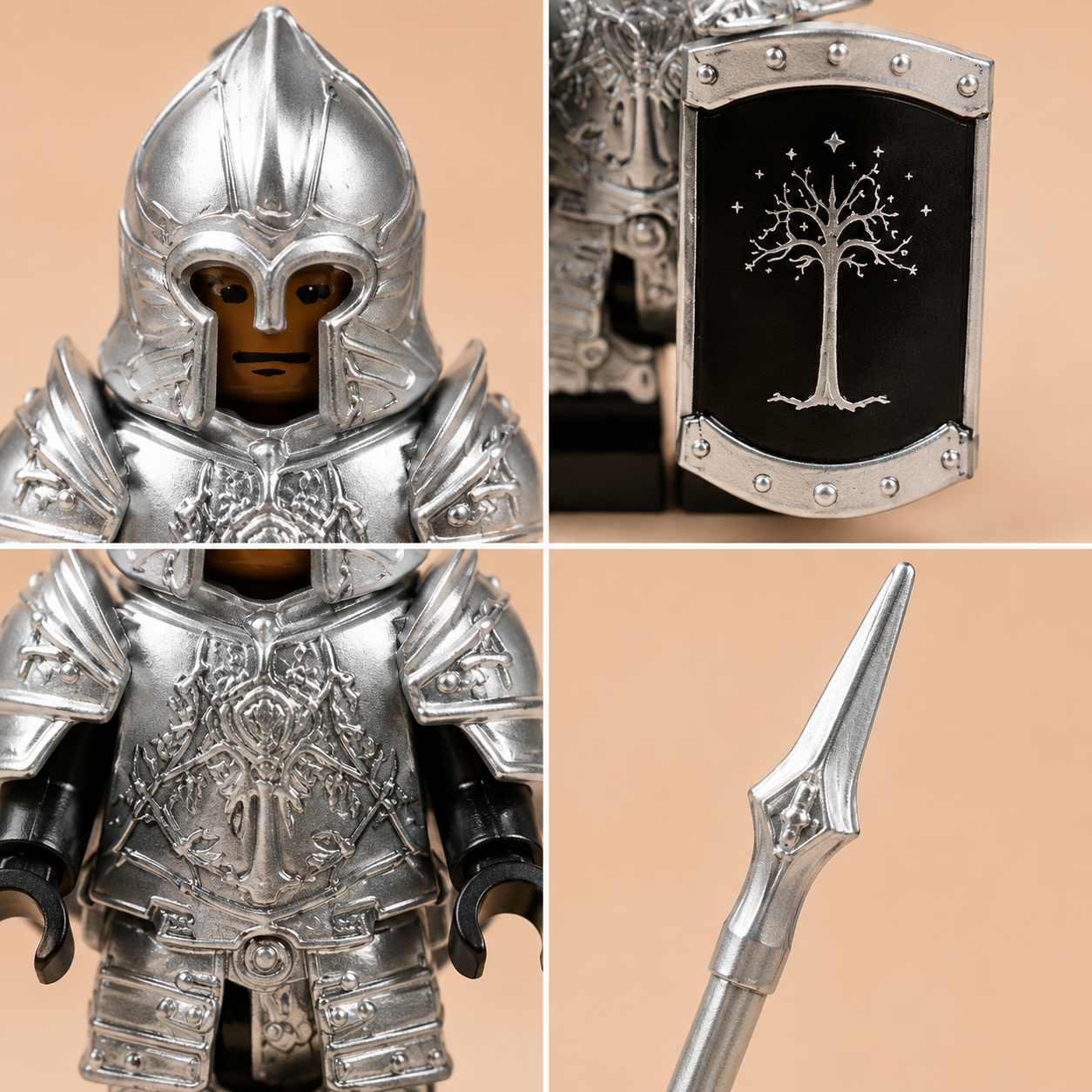 Silver Tree Guard Medieval Fantasy Knight Army Minifigure Set