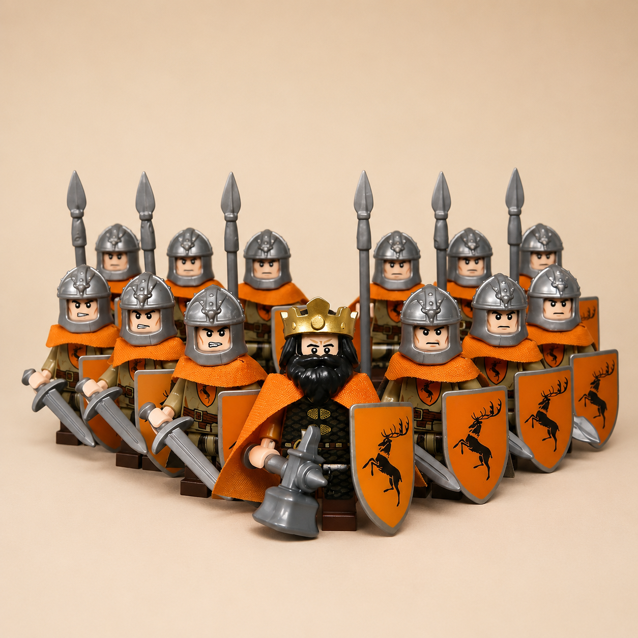 13PCS Stag King & Royal Guard Minifigures Set – Original Fantasy MOC Building Block Army Compatible with Major Brick Brands