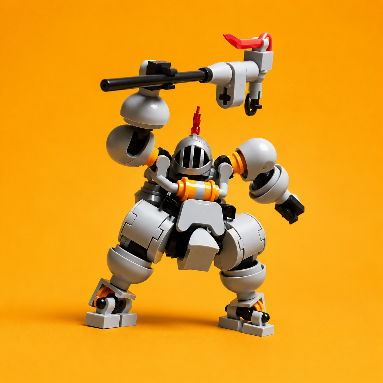 2PCS Armored Mech Building Block Figures – Poseable Robot Knight Construction Toy Set