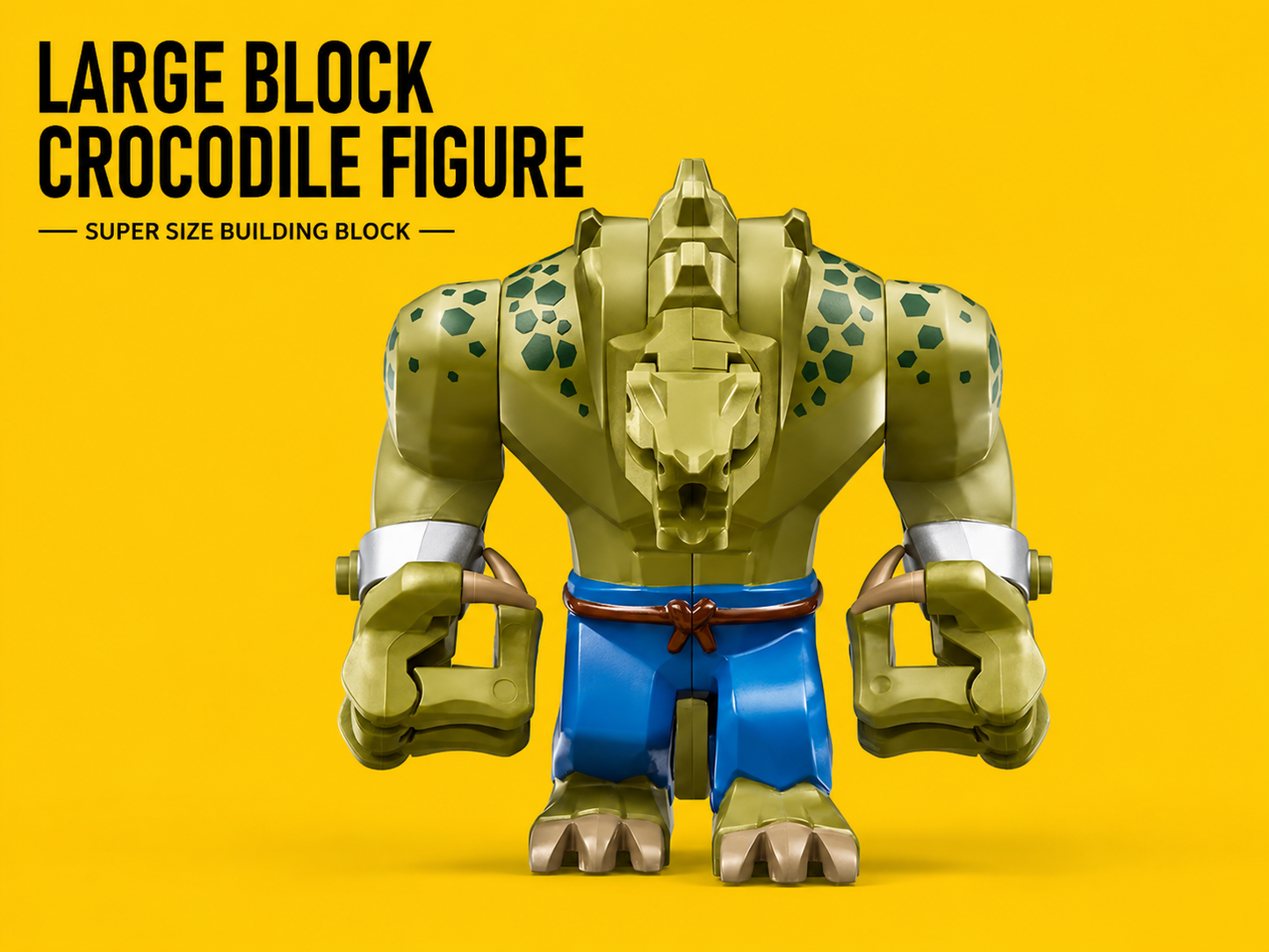 Large Crocodile Warrior Minifigure – Original MOC Building Block Big Figure Compatible with Major Brick Brands