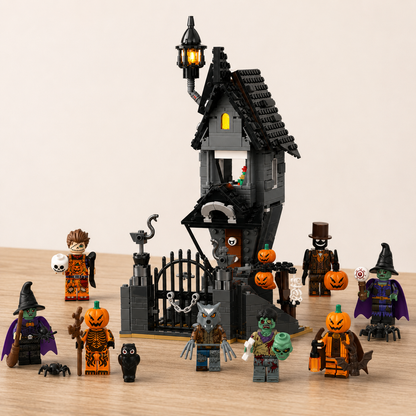 Halloween Haunted House Building Set with 8 Spooky Figures