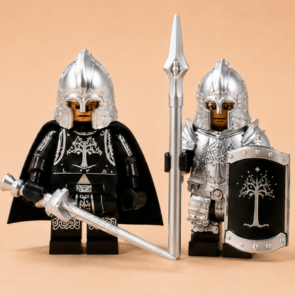 Silver Tree Guard Medieval Fantasy Knight Army Minifigure Set