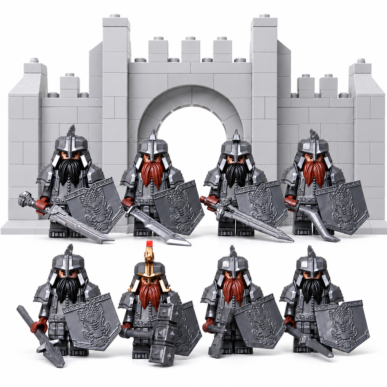 8PCS Dwarf Warrior Minifigures Set – Original MOC Building Block Toys Compatible with Major Brick Brands