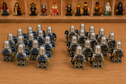 24-Piece Medieval Knight Minifigure Army Set – Blue vs Black Fantasy Building Block Figures with Shields & Swords