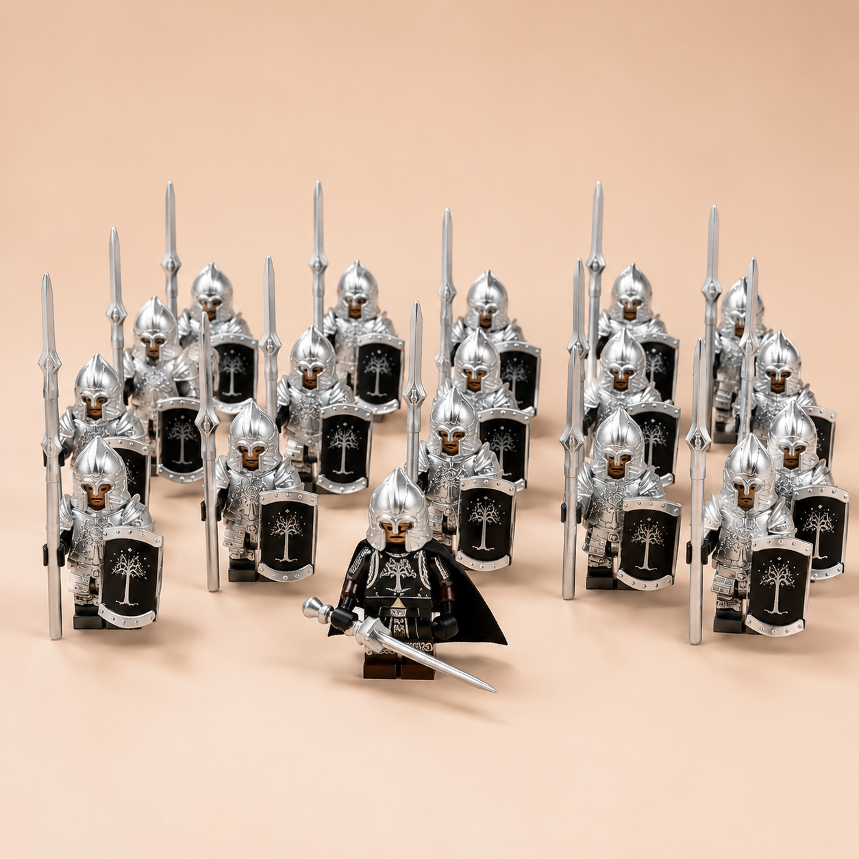 Silver Tree Guard Medieval Fantasy Knight Army Minifigure Set