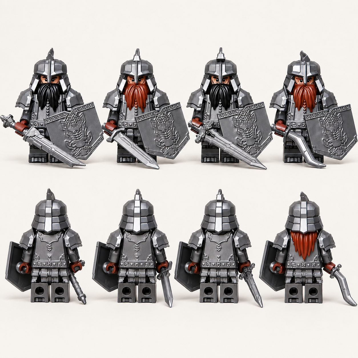 8PCS Dwarf Warrior Minifigures Set – Original MOC Building Block Toys Compatible with Major Brick Brands