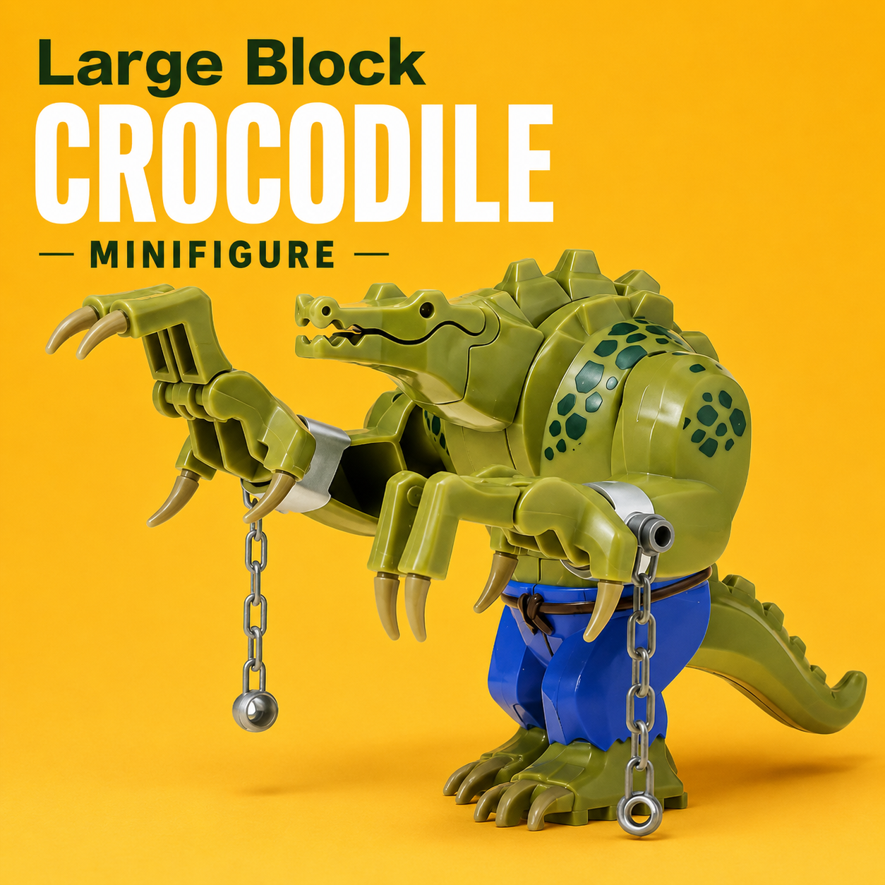 Large Crocodile Warrior Minifigure – Original MOC Building Block Big Figure Compatible with Major Brick Brands