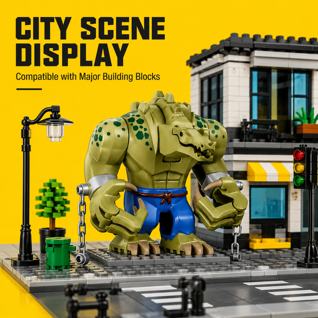 Large Crocodile Warrior Minifigure – Original MOC Building Block Big Figure Compatible with Major Brick Brands