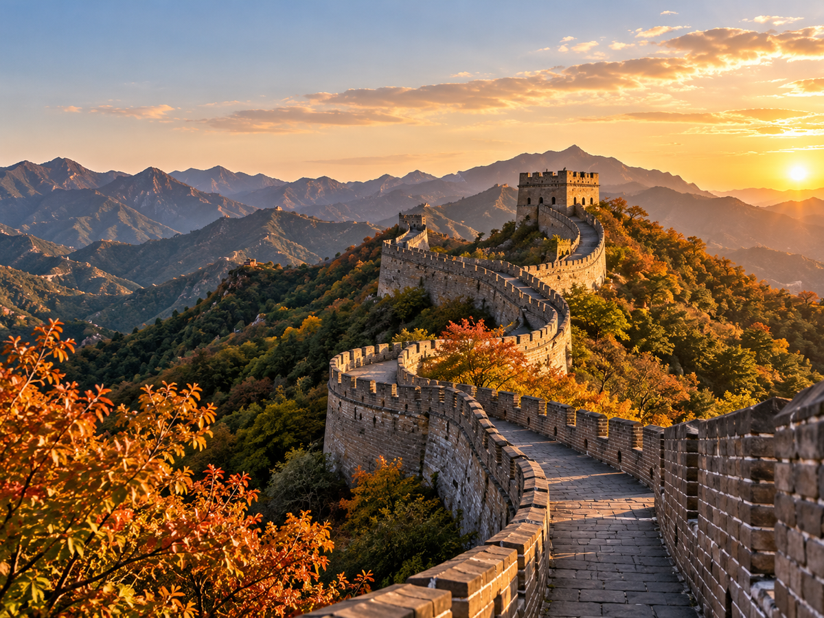 Great Wall winding through the mountains outside Beijing