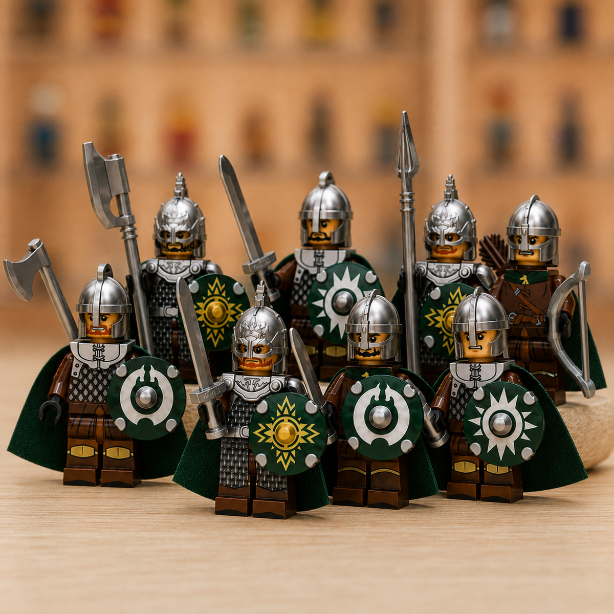 8-Piece Medieval Knight Minifigure Set | Fantasy Army Building Block Figures