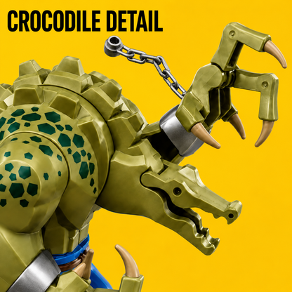 Large Crocodile Warrior Minifigure – Original MOC Building Block Big Figure Compatible with Major Brick Brands