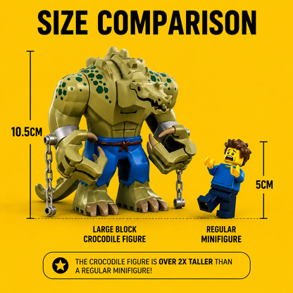 Large Crocodile Warrior Minifigure – Original MOC Building Block Big Figure Compatible with Major Brick Brands