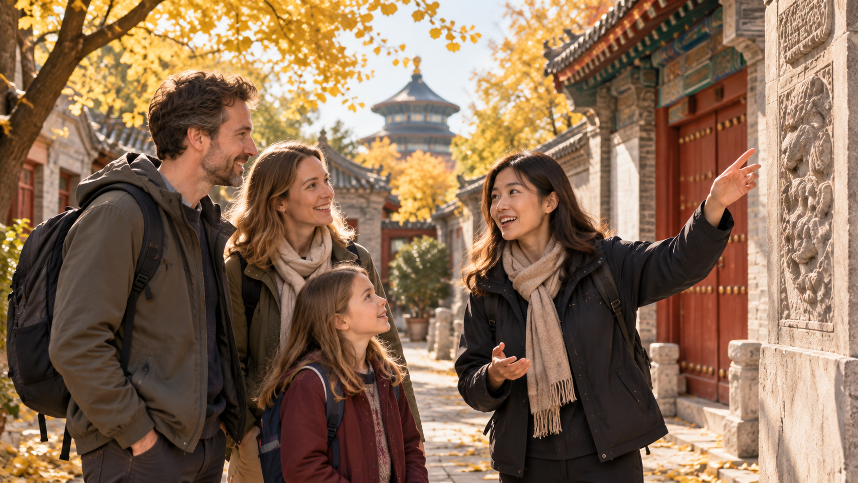 Family discovering Beijing